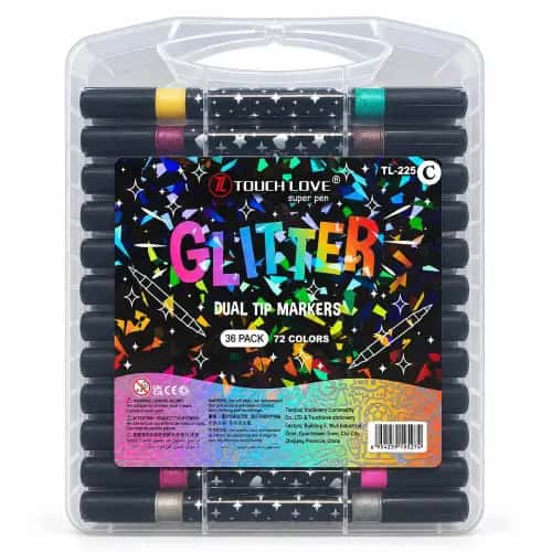 Marcadores doble punta glitter x 36 TL-225