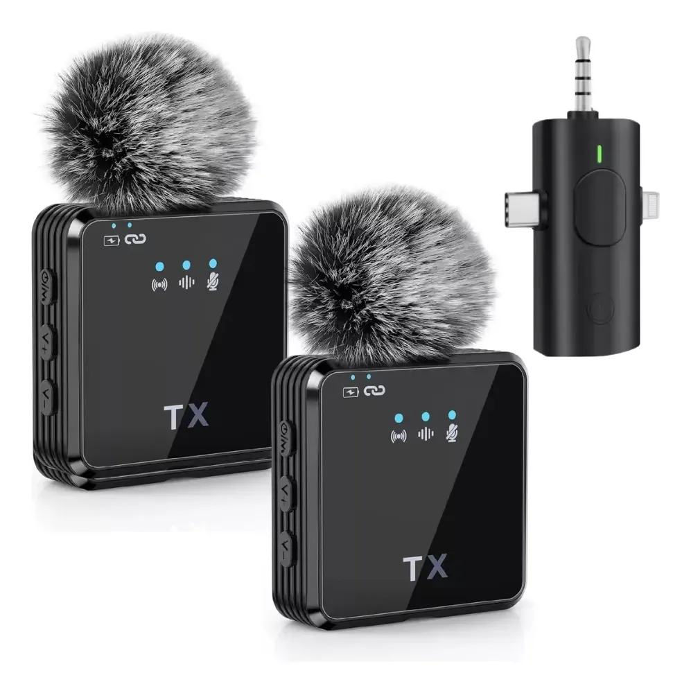 Micrófono corbatero inalámbrico F11-2 TC/IP/AUX doble peluche
