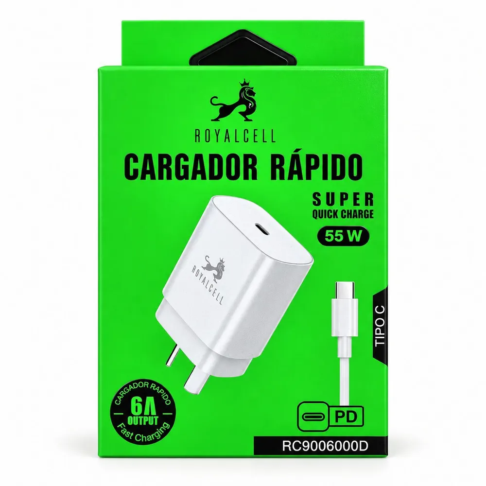 Cargador USB C con cable tipo C 55W 6A desarmado RC9006000D