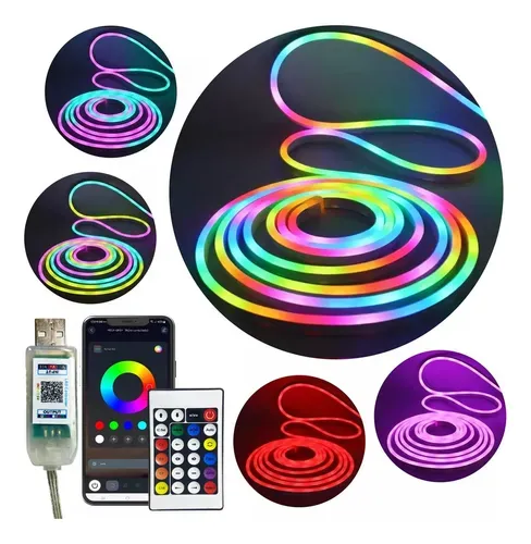 Tira neón audioritmica RGB 5M USB c/control y app OM-2082/H-478