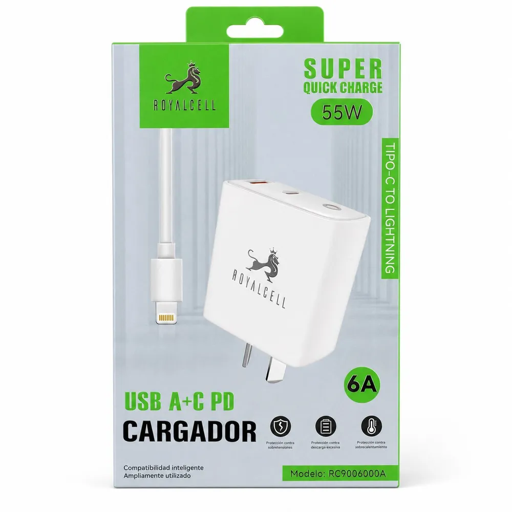 Cargador USB A/C y cable tipo C a iPhone 55W desarmado RC9006000A