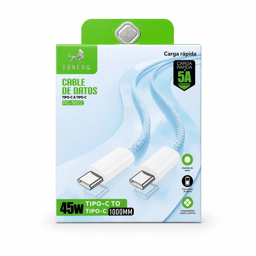 Cable de datos tipo C a tipo C mallado 5A desarmado RC-5020